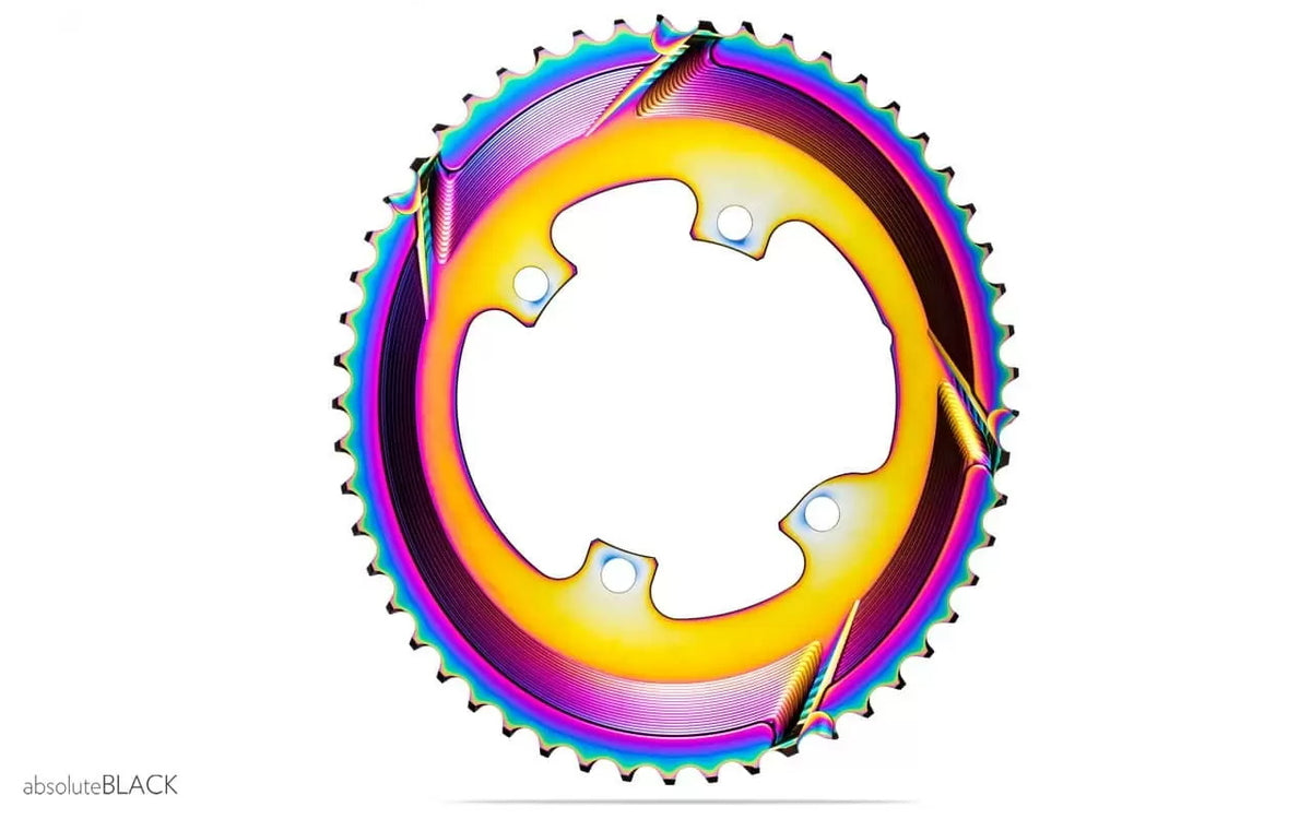 absoluteBLACK Oval Premium Shimano R9100/8000 110BCD 4 Hole 2X Chainring - PVD Coating - 53T