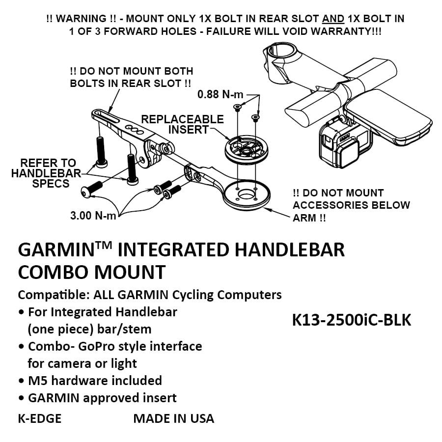 K-Edge Integrated Handlebar System (IHS) Combo Mount