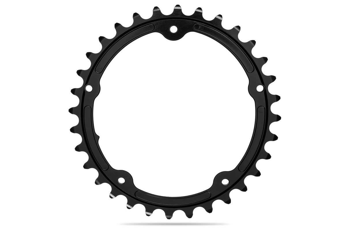 absoluteBLACK Oval Premium Shimano 110BCD 5 Hole 2X Sub Compact Chainring