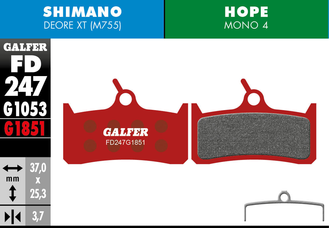 Galfer FD247 Disc Brake Pads - Shimano Deore XT M755 / Hope Mono M4