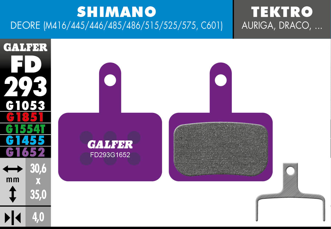 Galfer FD293 Disc Brake Pads - Shimano Deore / Tektro