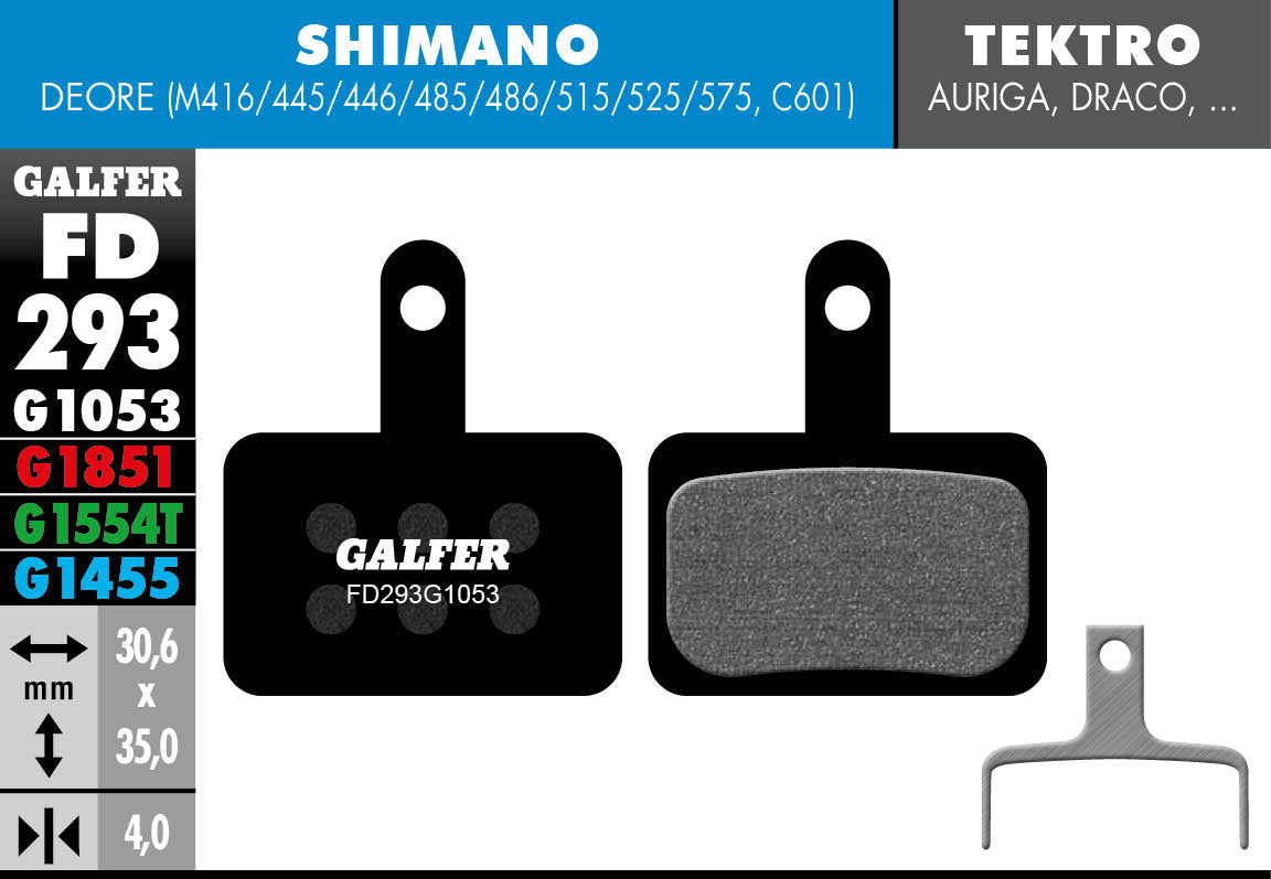 Galfer FD293 Disc Brake Pads - Shimano Deore / Tektro