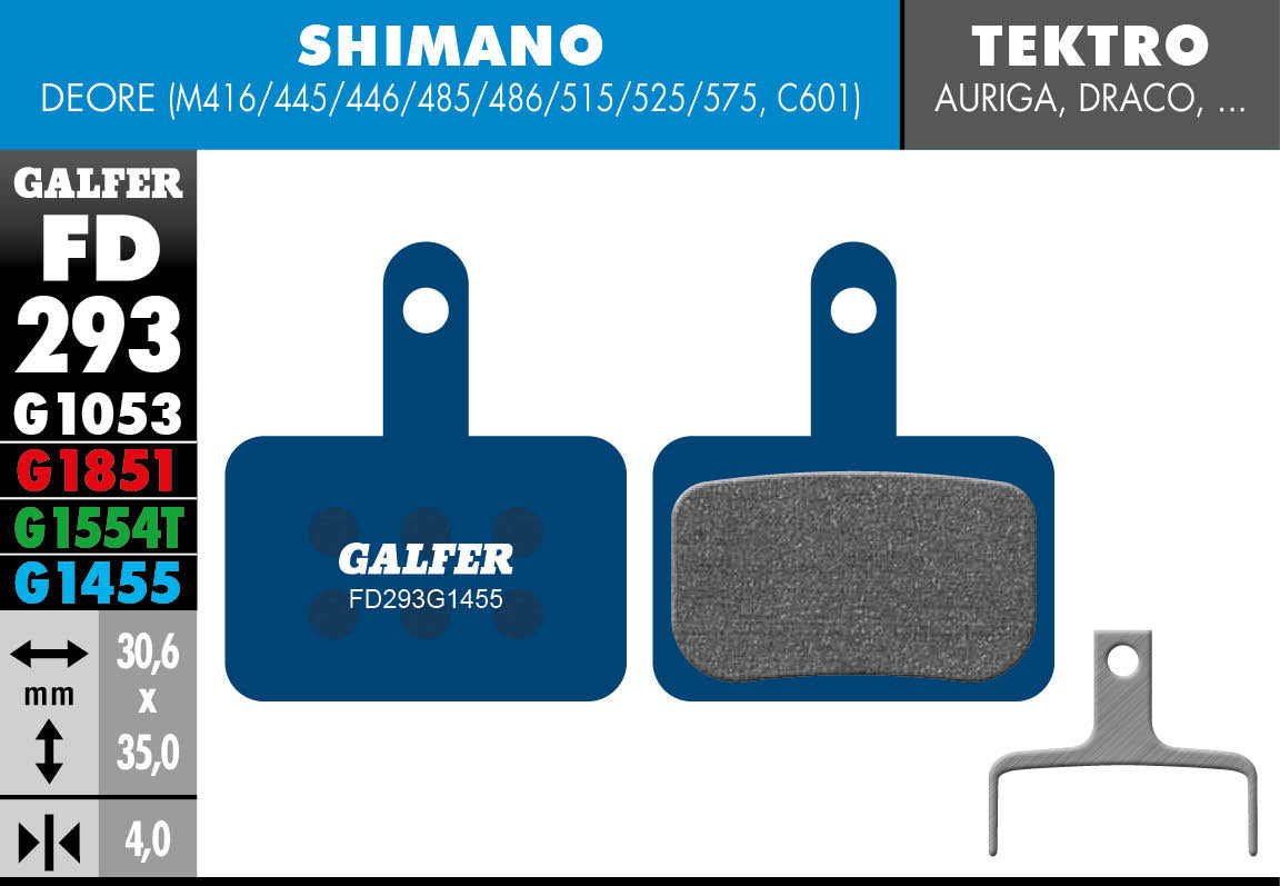 Galfer FD293 Disc Brake Pads - Shimano Deore / Tektro