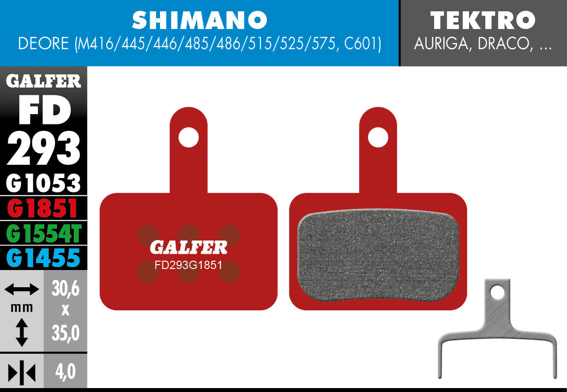 Galfer FD293 Disc Brake Pads - Shimano Deore / Tektro