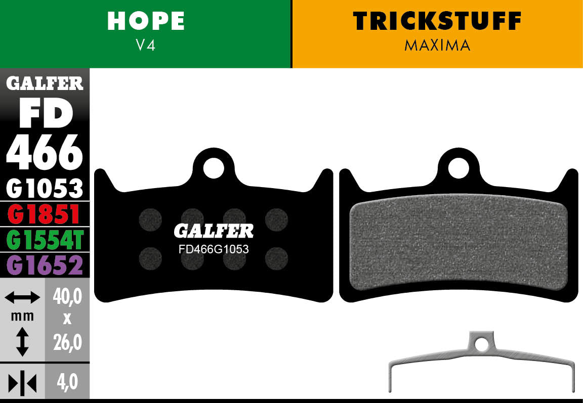 Galfer FD466 Disc Brake Pads - Hope V4 / Trickstuff Maxima