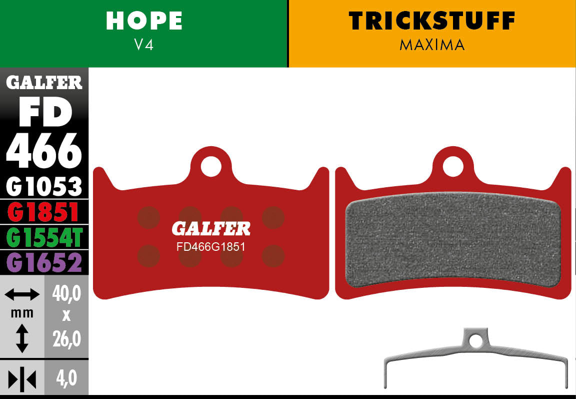 Galfer FD466 Disc Brake Pads - Hope V4 / Trickstuff Maxima
