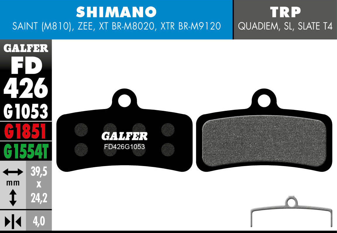 Galfer FD426 Disc Brake Pads - Shimano 4-Piston (XTR M9120 / XT / Saint / Zee)