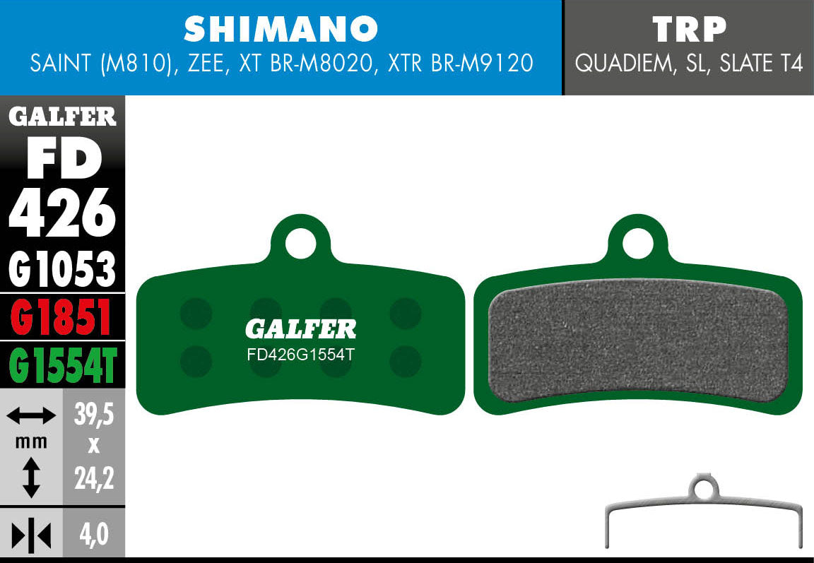Galfer FD426 Disc Brake Pads - Shimano 4-Piston (XTR M9120 / XT / Saint / Zee)