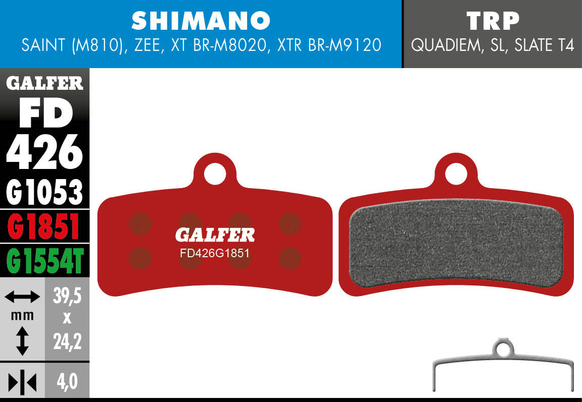 Galfer FD426 Disc Brake Pads - Shimano 4-Piston (XTR M9120 / XT / Saint / Zee)