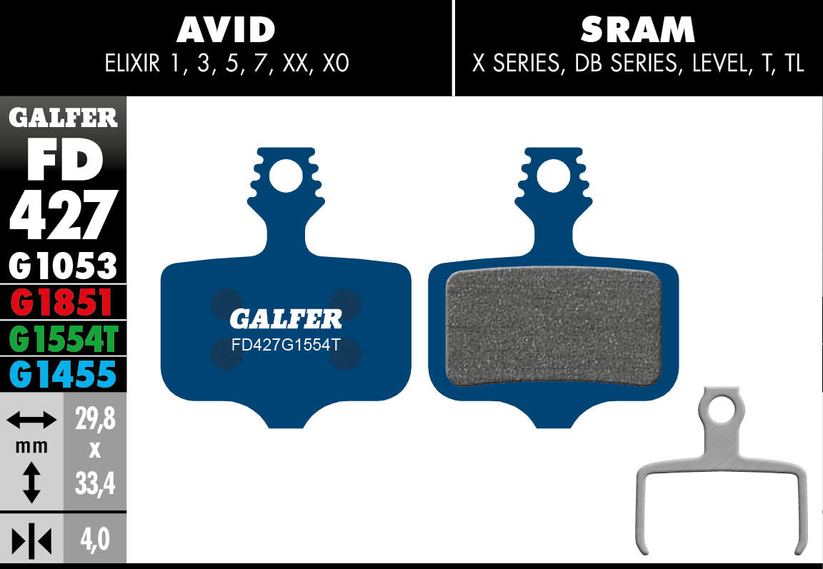 Galfer FD427 Disc Brake Pads - SRAM Level / Elixir / AXS Road (2-piece)
