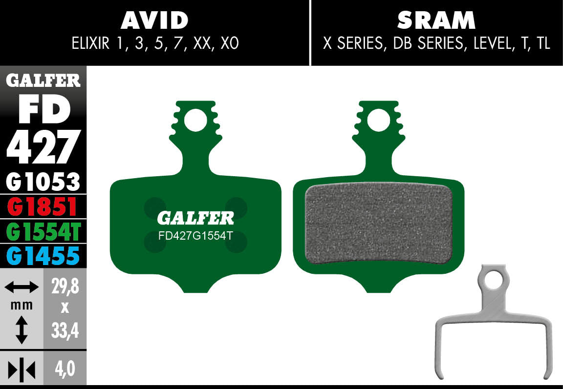 Galfer FD427 Disc Brake Pads - SRAM Level / Elixir / AXS Road (2-piece)