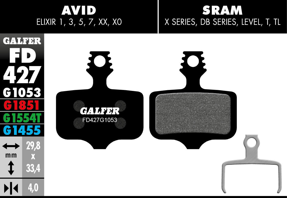 Galfer FD427 Disc Brake Pads - SRAM Level / Elixir / AXS Road (2-piece)
