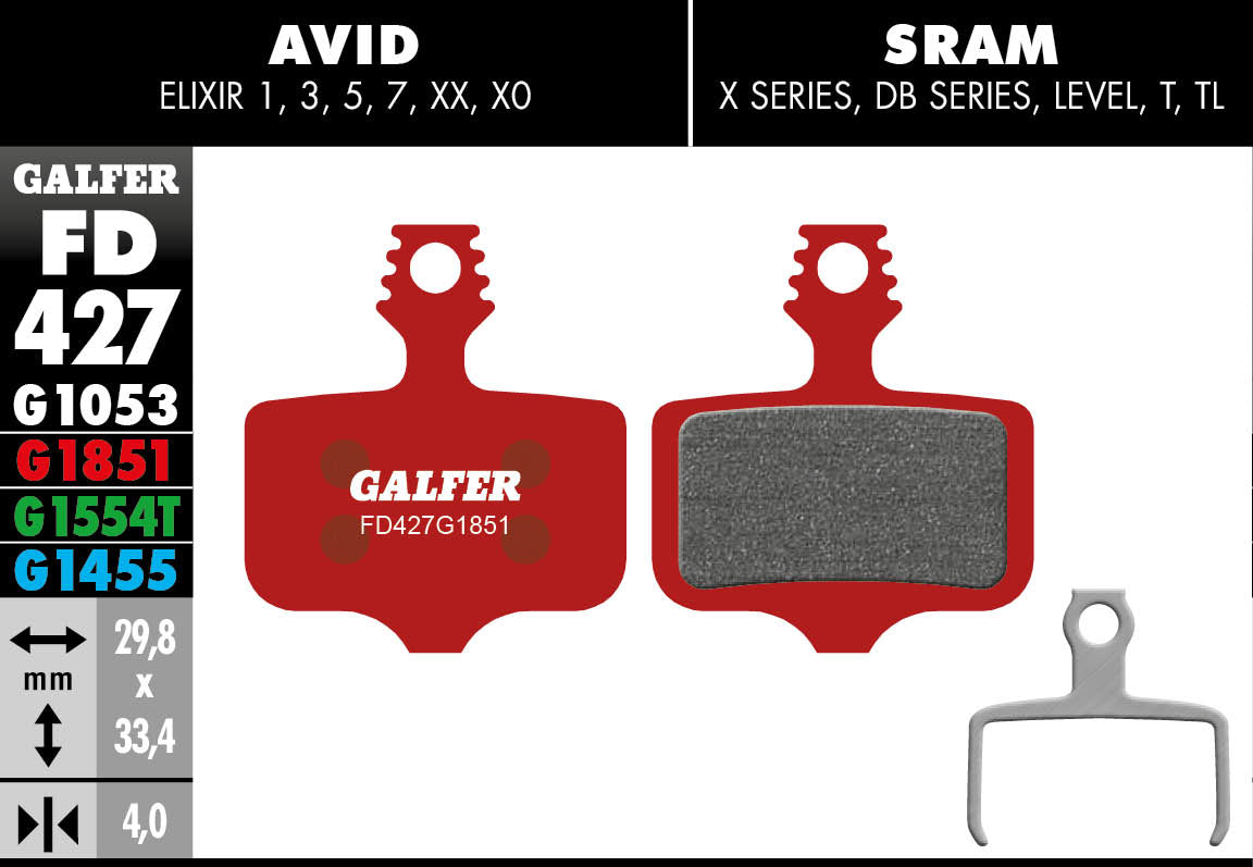 Galfer FD427 Disc Brake Pads - SRAM Level / Elixir / AXS Road (2-piece)