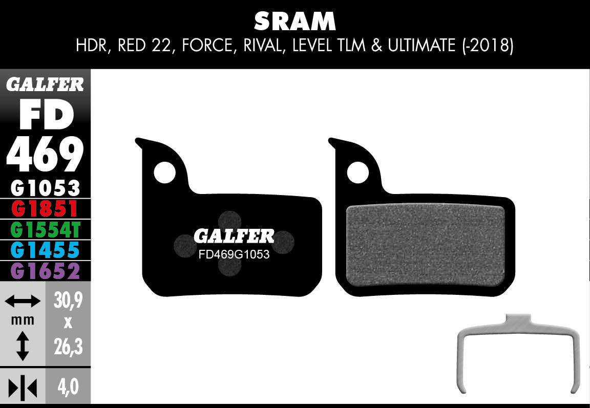 Galfer FD469 Disc Brake Pads - SRAM Road 22 / Rival 1 / Red AXS (monoblock)
