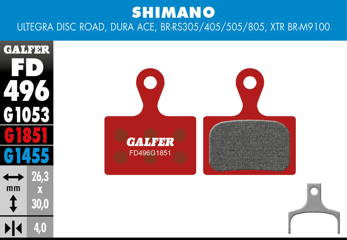 Galfer FD496 Disc Brake Pads - Shimano Road / GRX / 12sp MTB