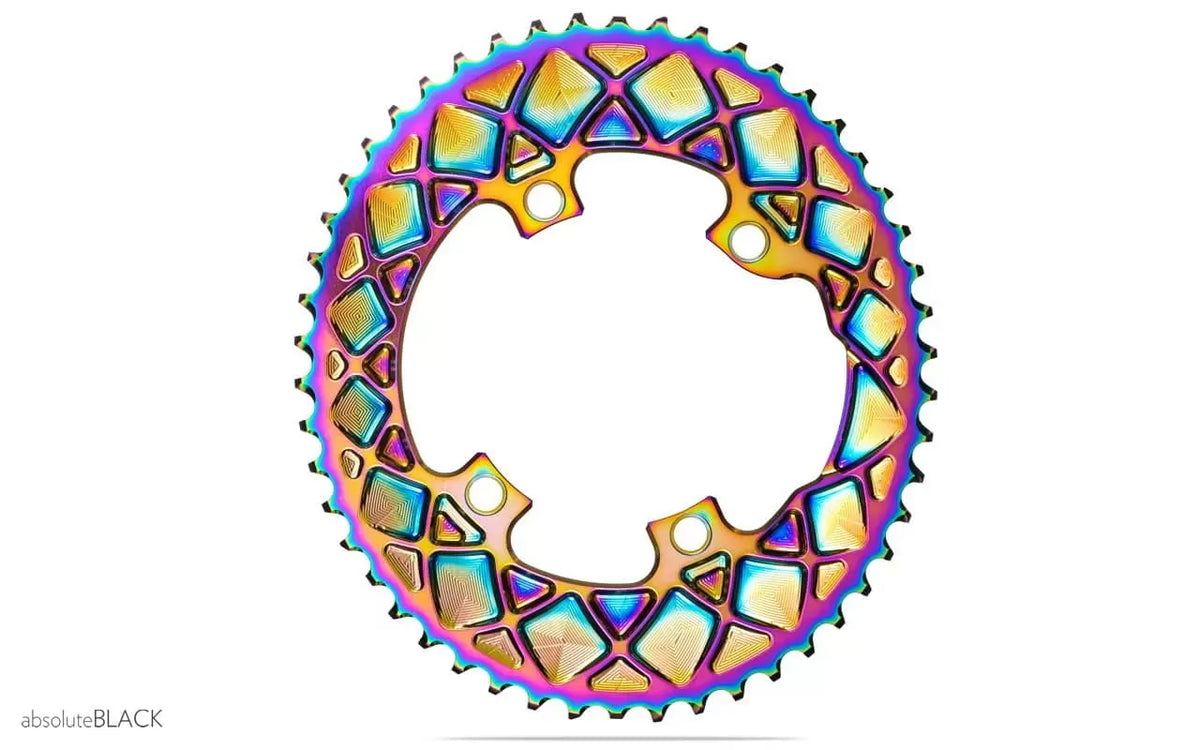 absoluteBLACK Oval Premium Shimano R9100/8000 110BCD 4 Hole 2X Chainring - PVD Coating - 53T