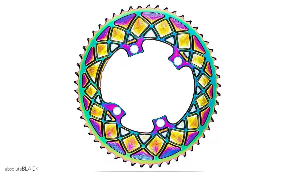 absoluteBLACK Oval Premium Shimano R9100/8000 110BCD 4 Hole 2X Chainring - PVD Coating - 53T