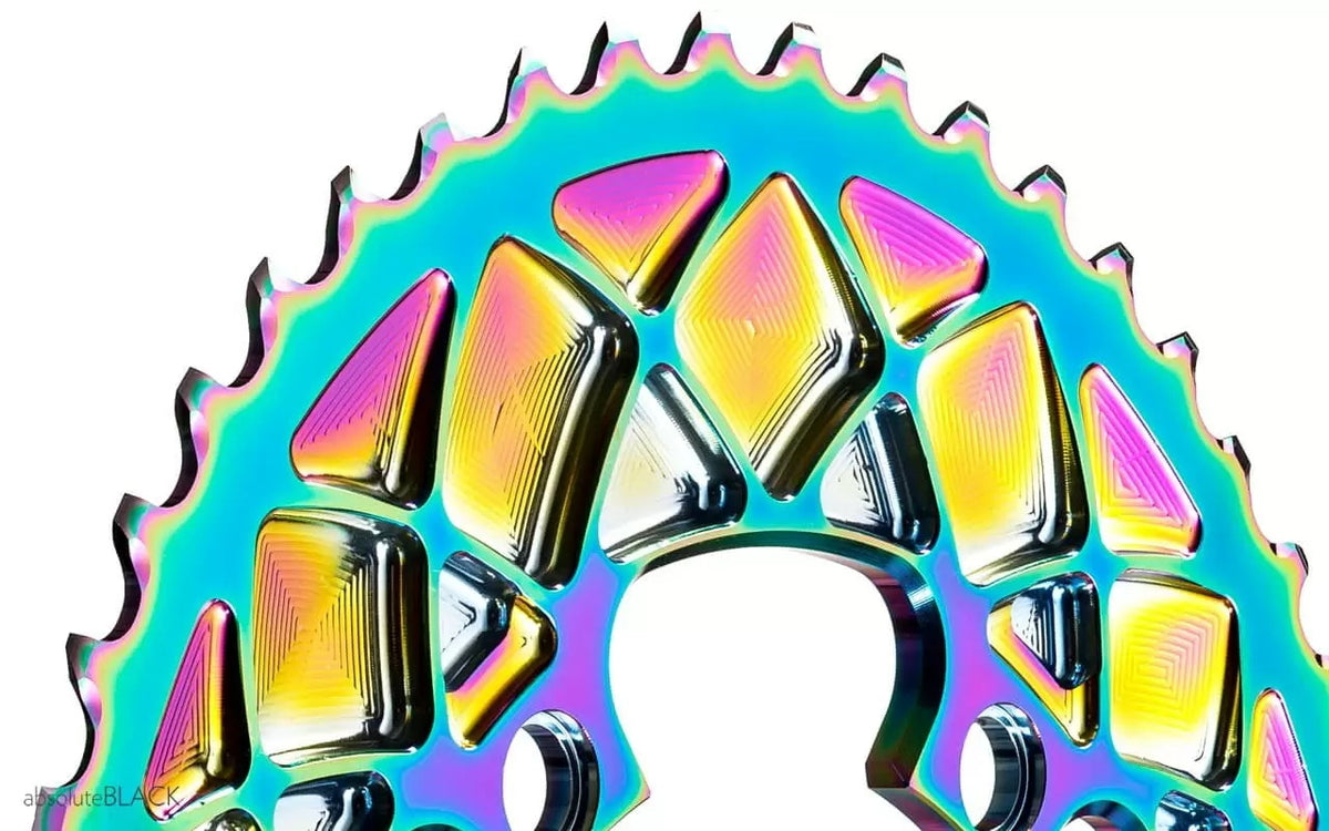 absoluteBLACK Oval Premium Shimano R9100/8000 110BCD 4 Hole 2X Chainring - PVD Coating - 53T