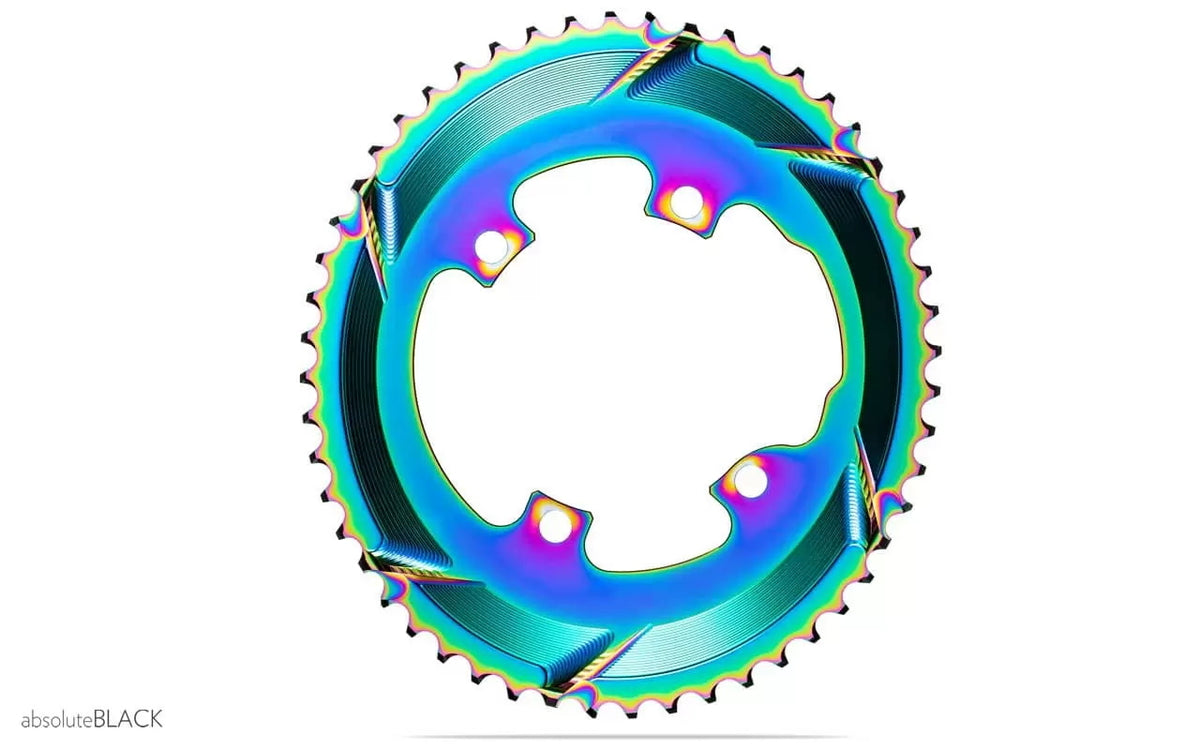 absoluteBLACK Oval Premium Shimano R9100/8000 110BCD 4 Hole 2X Chainring - PVD Coating - 53T