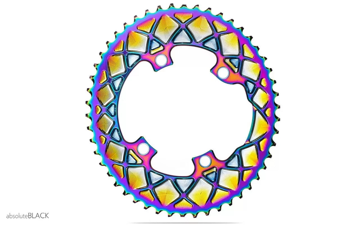 absoluteBLACK Oval Premium Shimano R9100/8000 110BCD 4 Hole 2X Chainring - PVD Coating - 53T