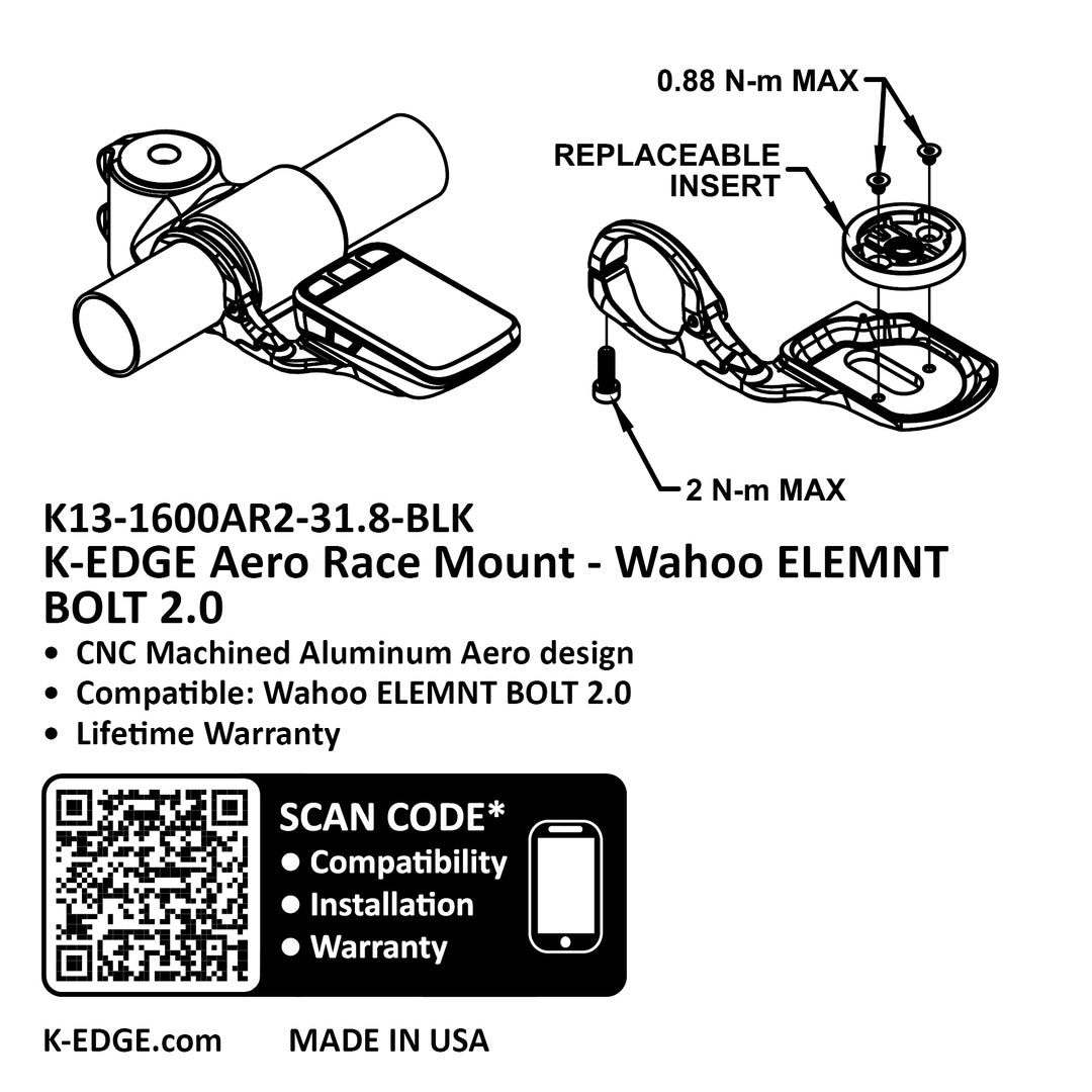 K-Edge AERO Mount for Wahoo BOLT (v2)