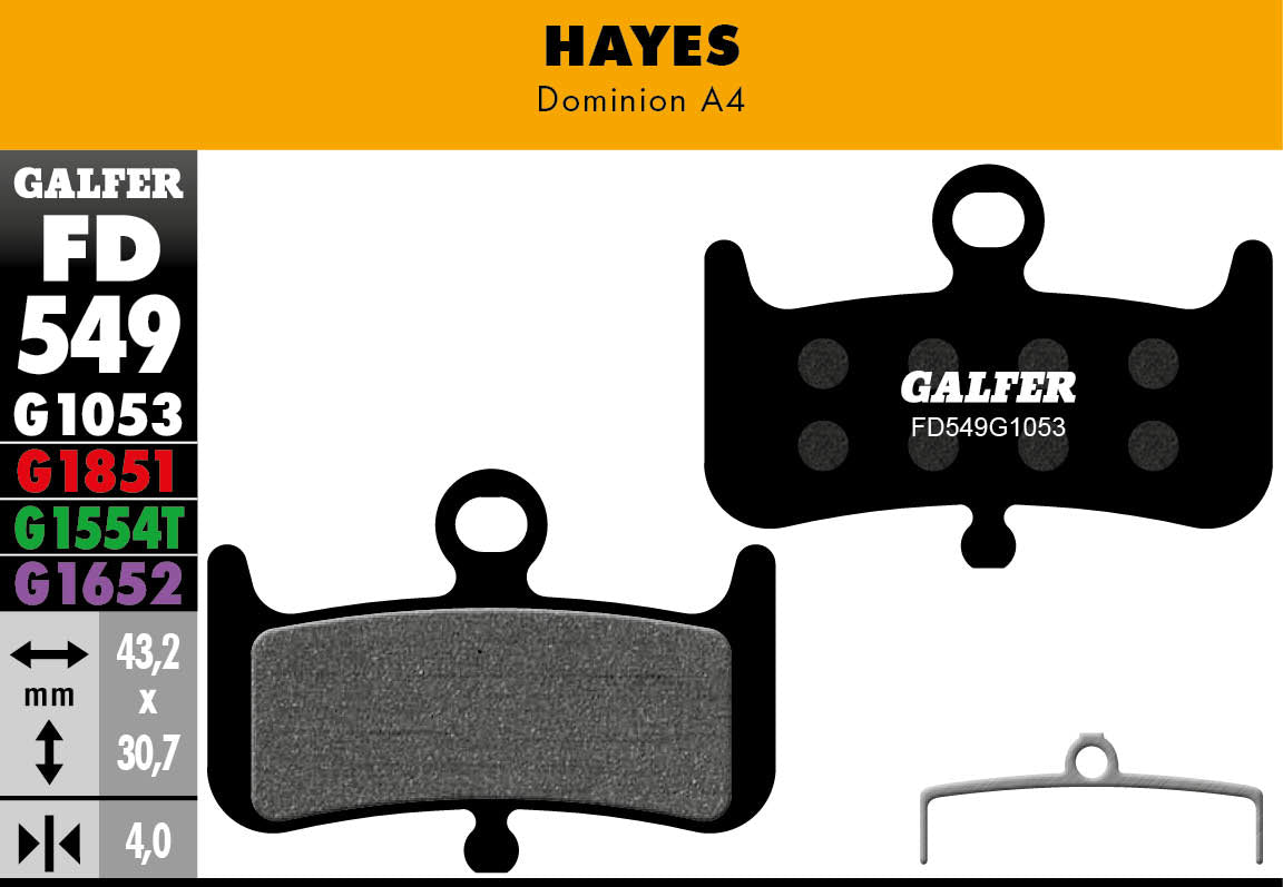 Galfer FD549 Disc Brake Pads - Hayes Dominion A4