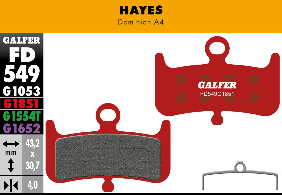 Galfer FD549 Disc Brake Pads - Hayes Dominion A4