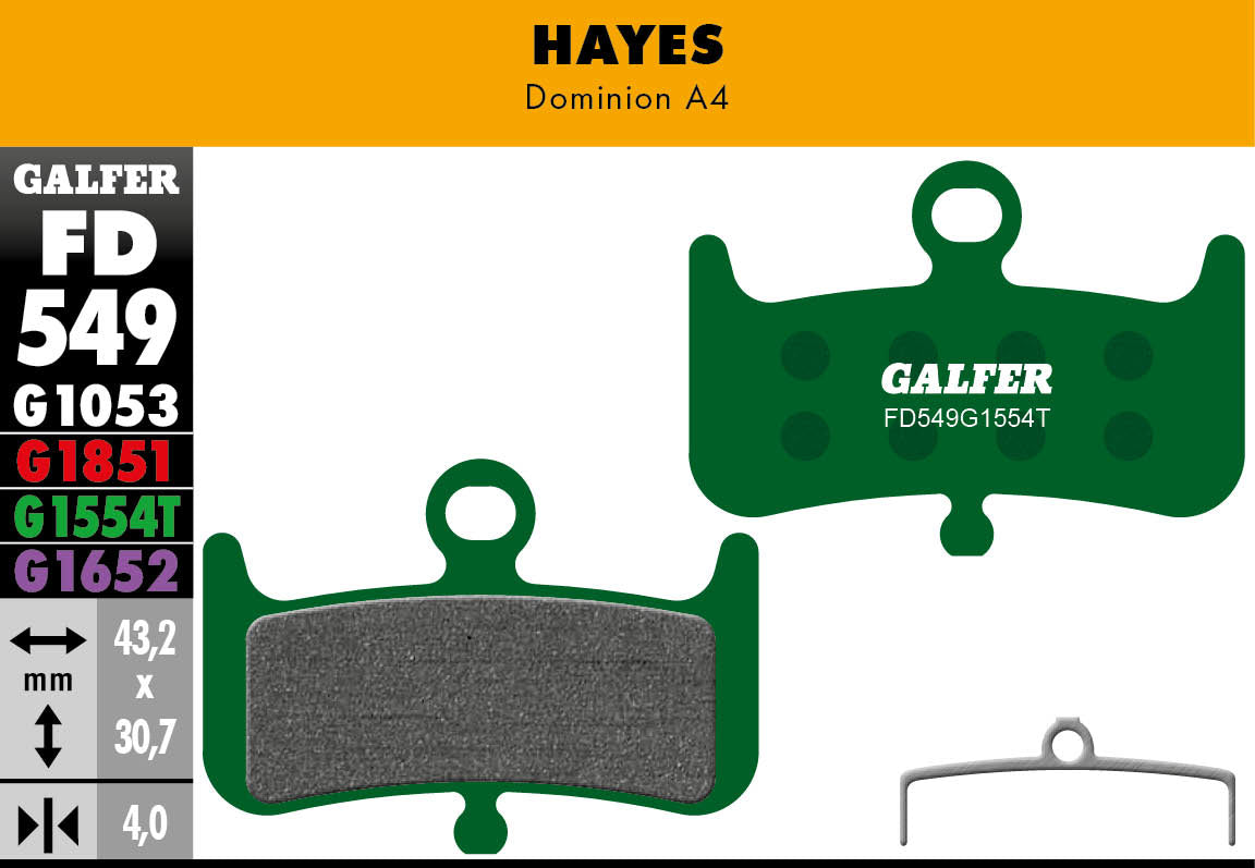 Galfer FD549 Disc Brake Pads - Hayes Dominion A4