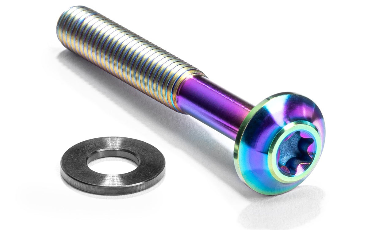 absoluteBLACK Titanium Flat Mount Caliper Bolt with Low Friction Washer