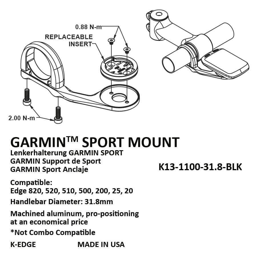 K-Edge SPORT Mount for Garmin 31.8mm