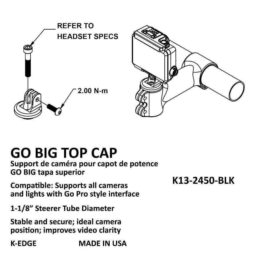 K-Edge GO BIG Top Cap Mount