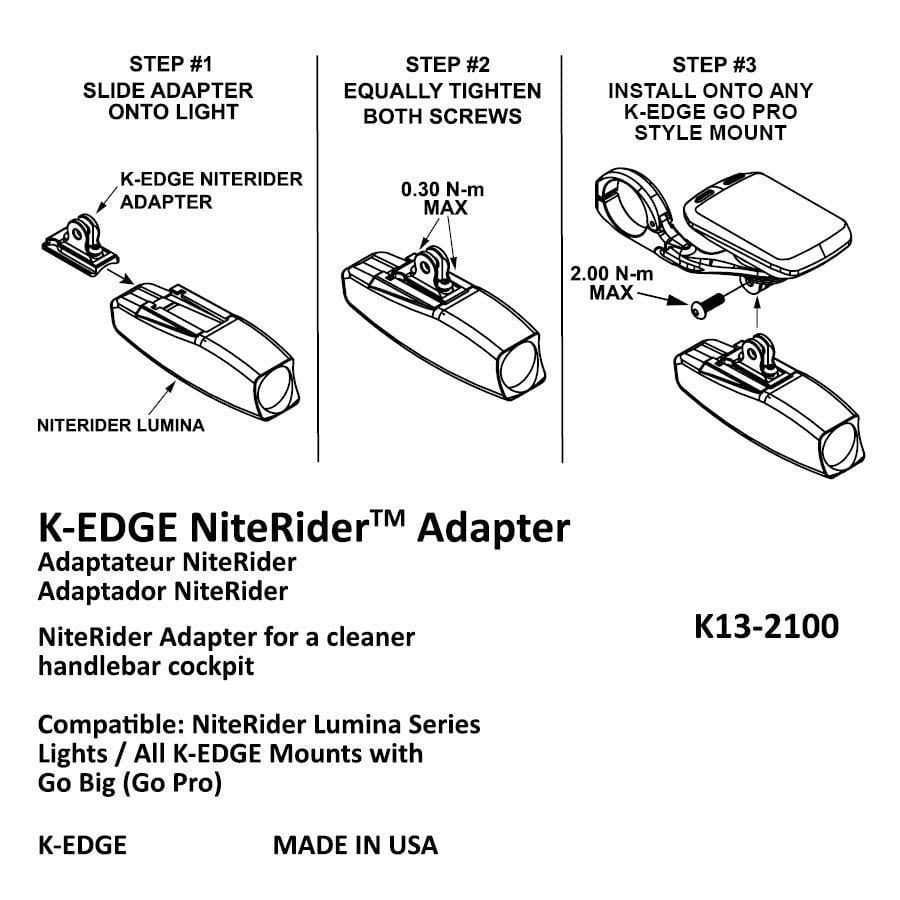 K-Edge GO BIG NiteRider Adapter for Lumina