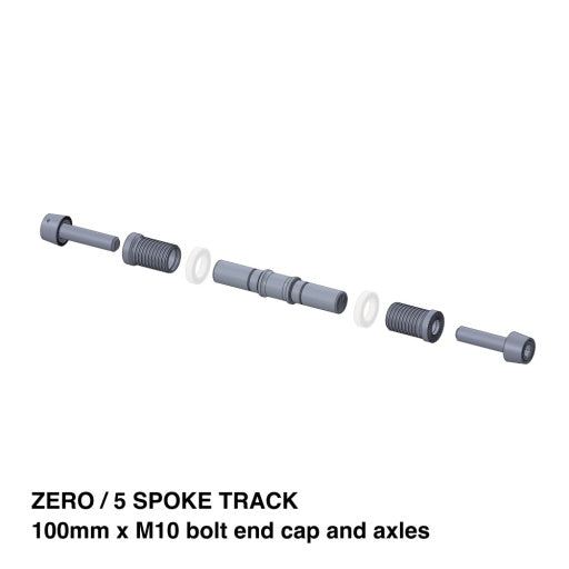 Black Inc Zero / 5 Spoke Track 100MM X M10 Bolt End Cap And Axles